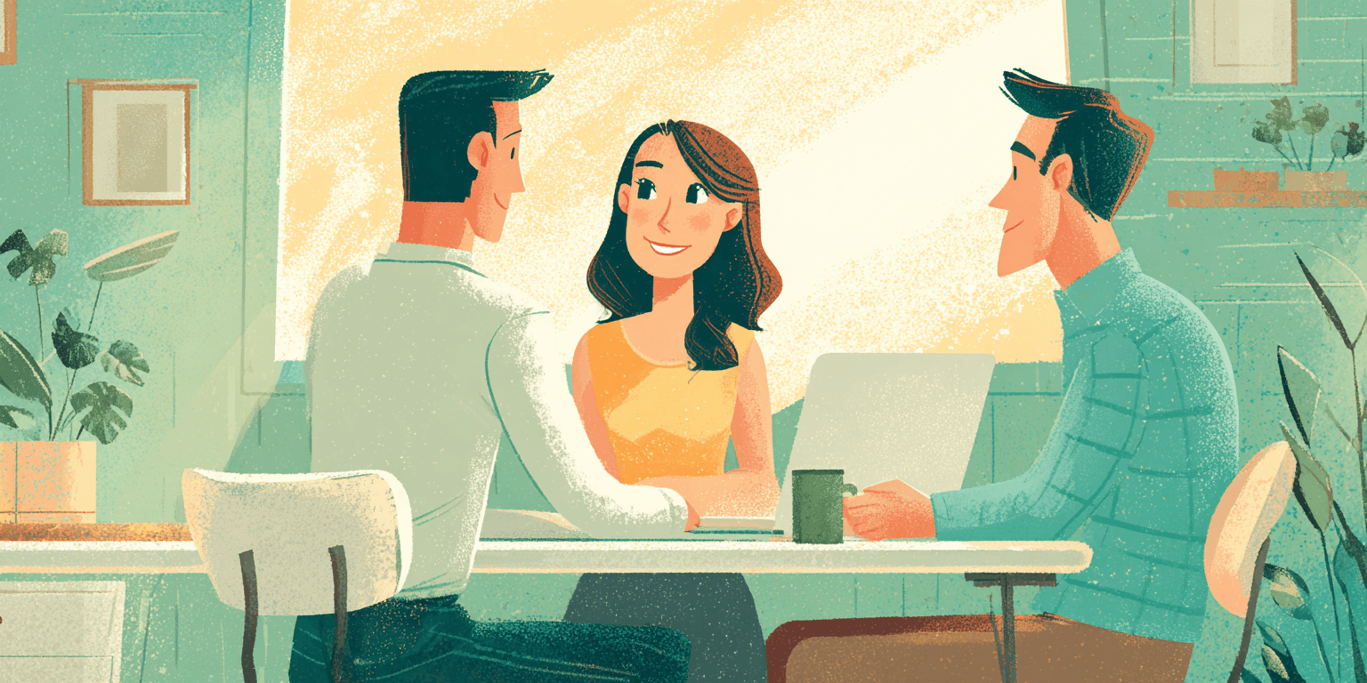 A couple meeting with a friendly insurance advisor